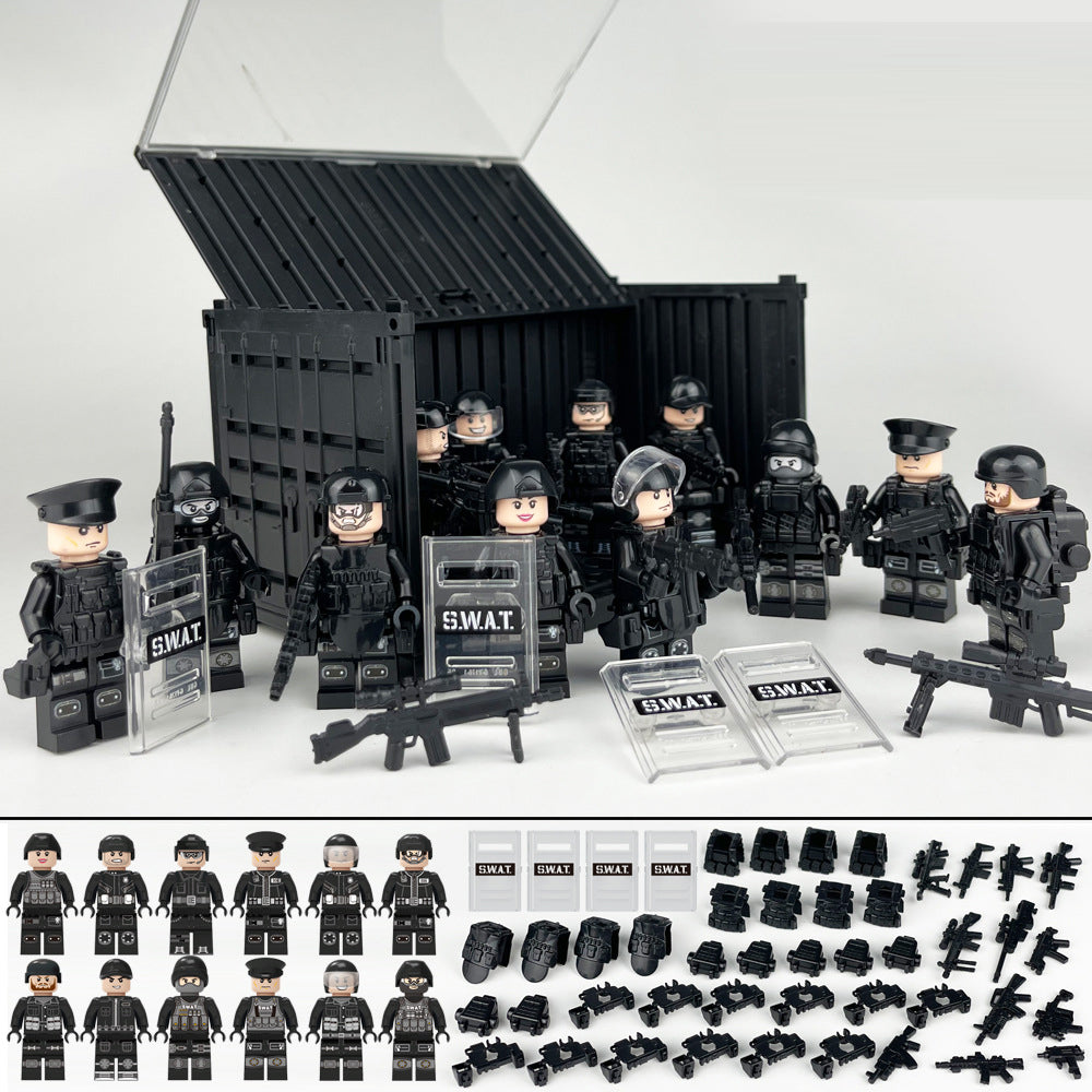 SWAT Team Special Forces 12 Custom Minifigures + Container Box Display - H6