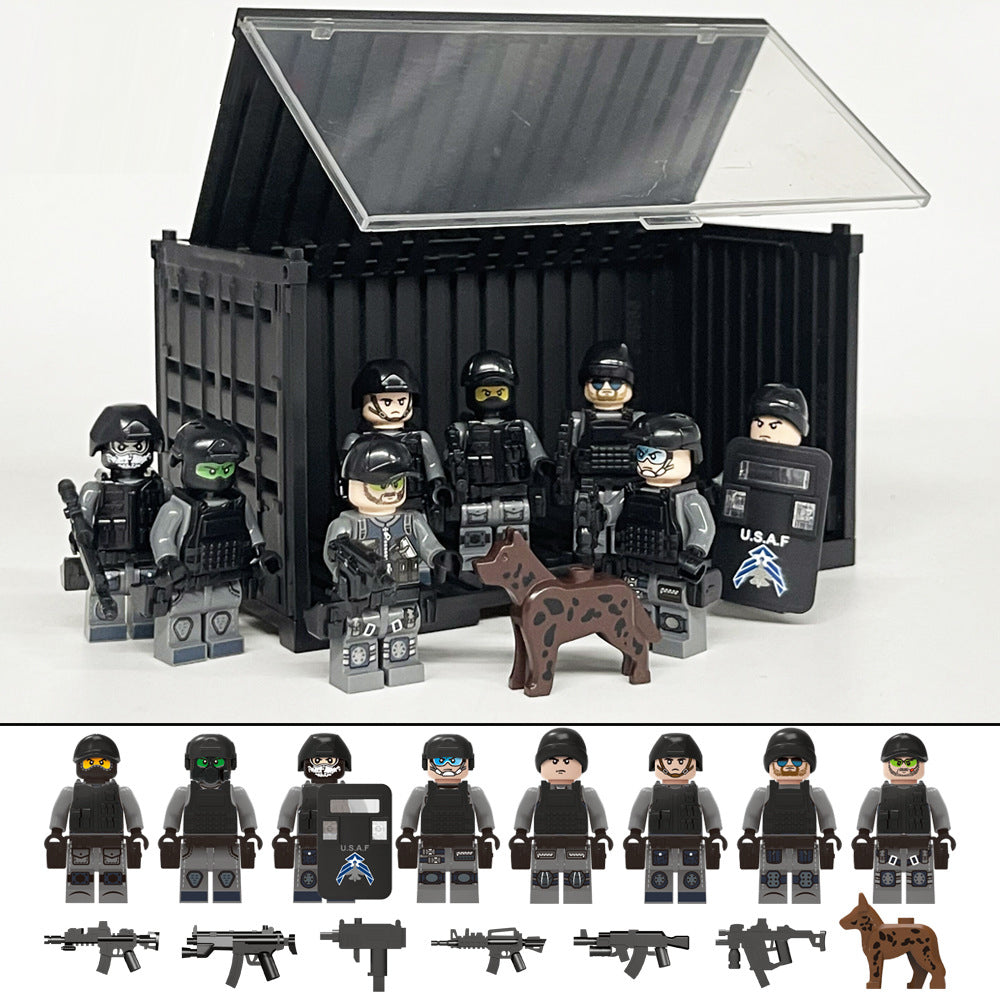 USAF Team Special Forces 8 Custom Minifigures + Container Box Display - H9