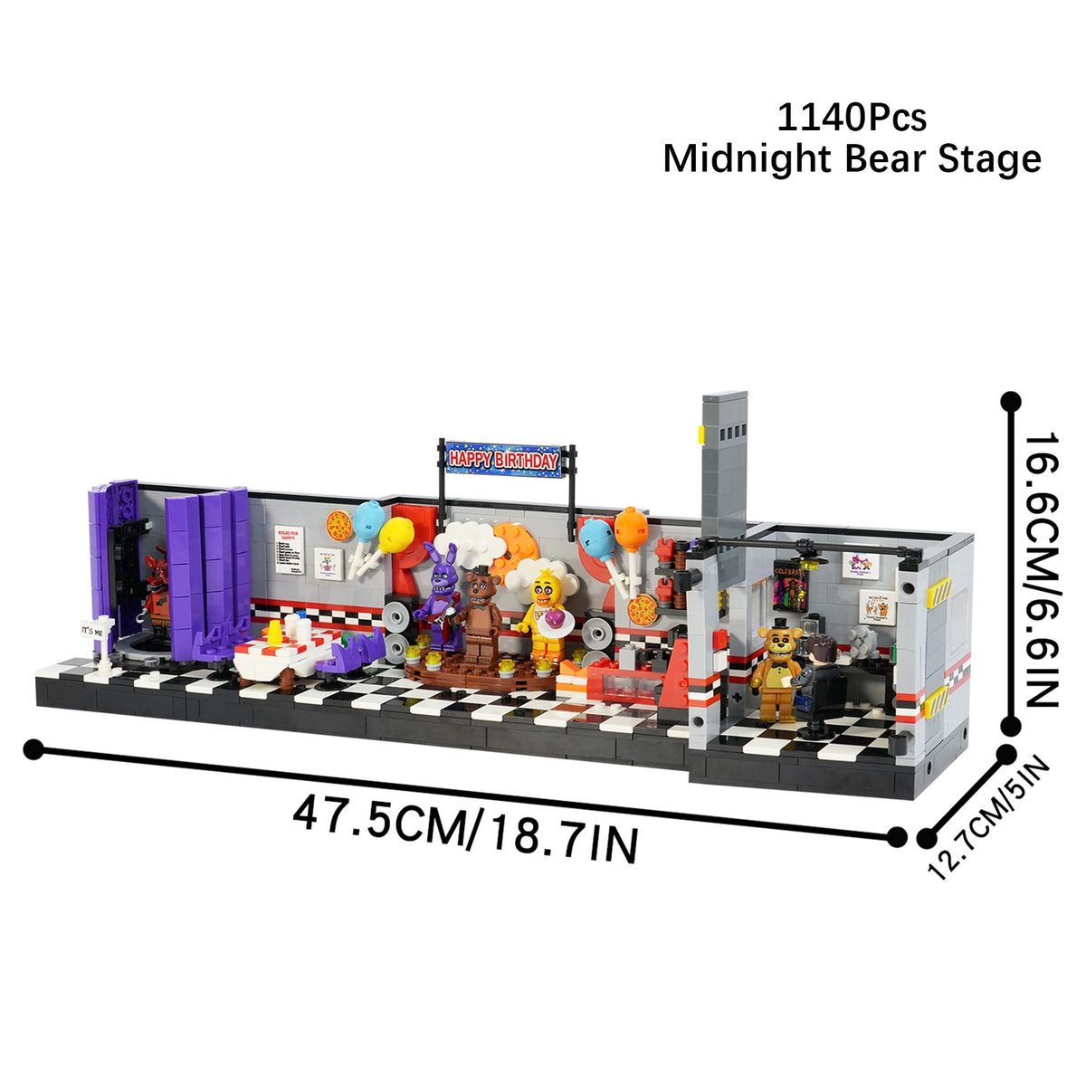 Five Nights at Freddy's Midnight Bear Stage Custom MOC Building Set 1140pcs