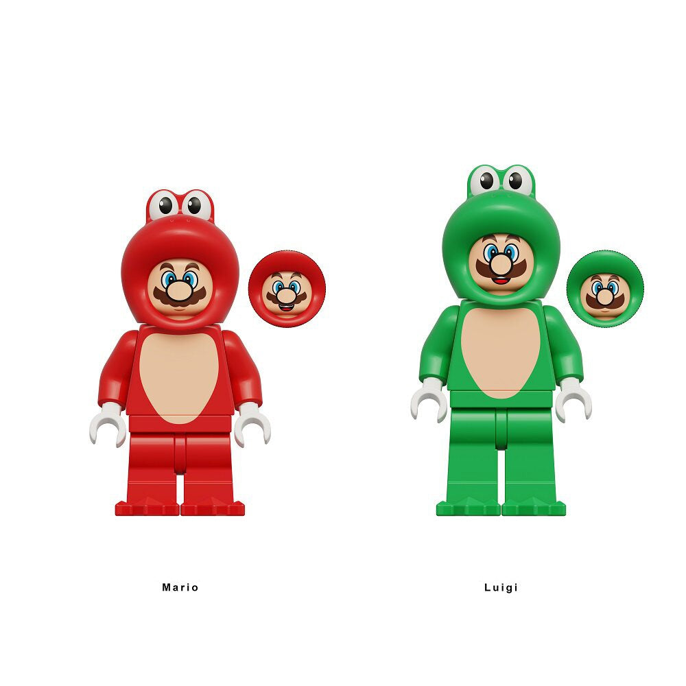Super Mario Mushroom Kingdom Mario and Luigi Custom 2 Minifigures Set