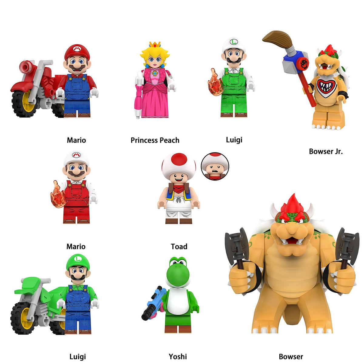 Super Mario Brothers Custom 9 Minifigures Set