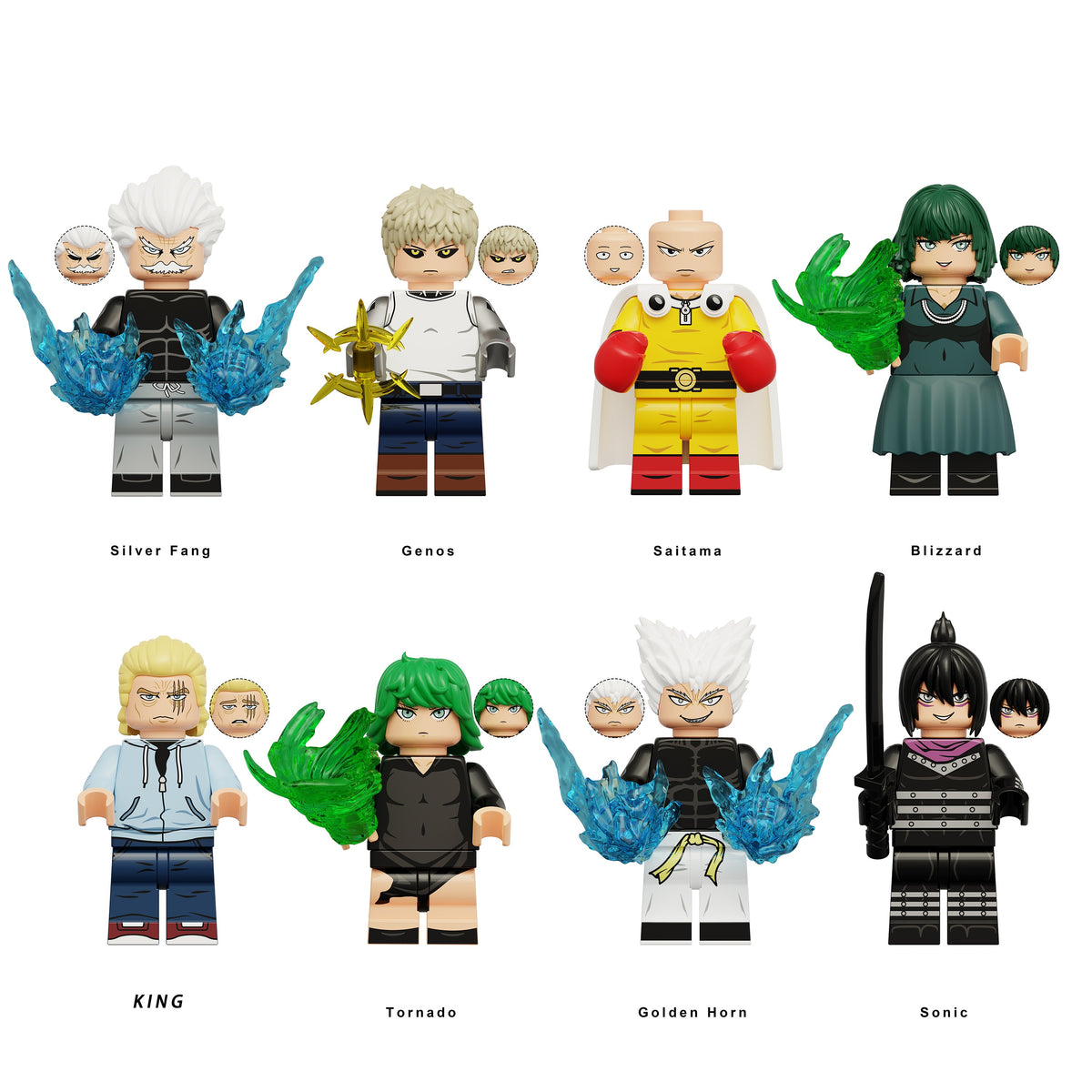 One Punch Man Custom Anime Minifigures 8pcs Set KT
