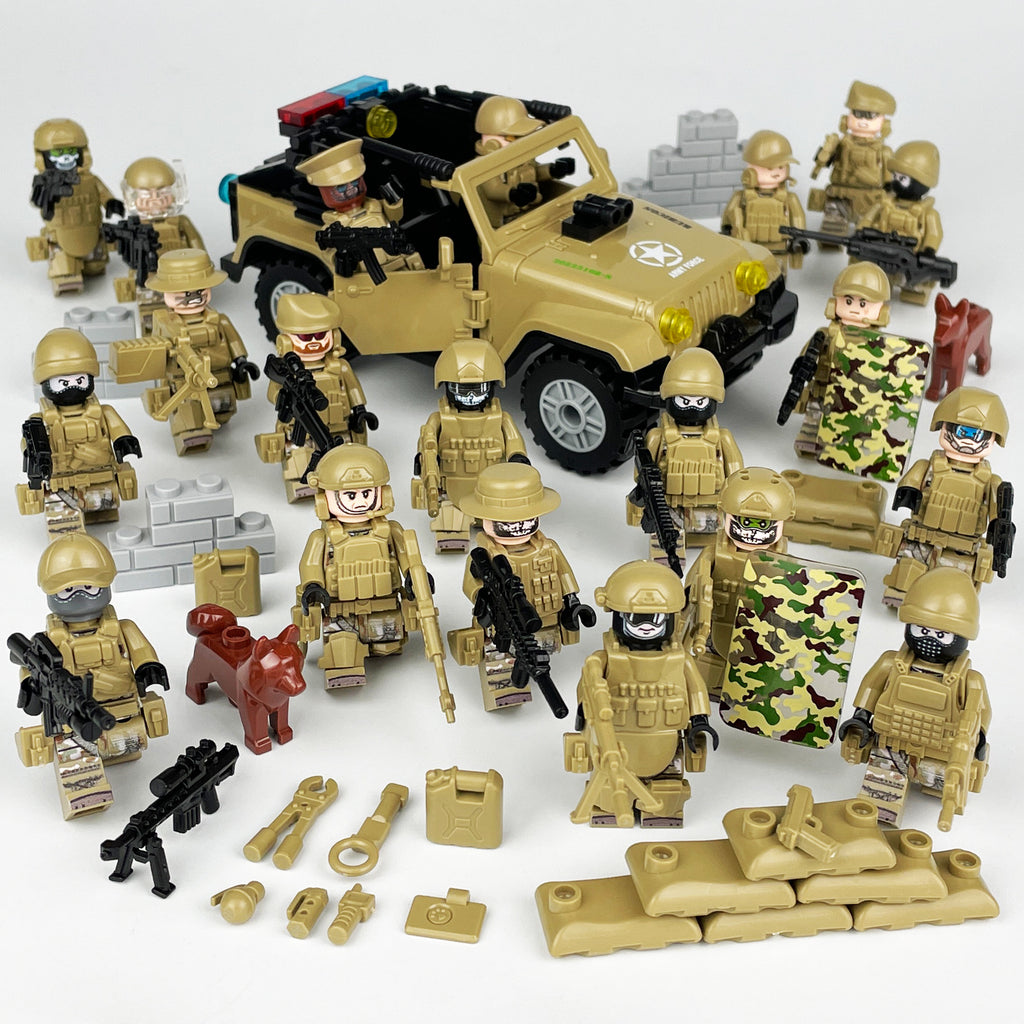 Army Special Forces 20 Custom Minifigures + Jeep - L41