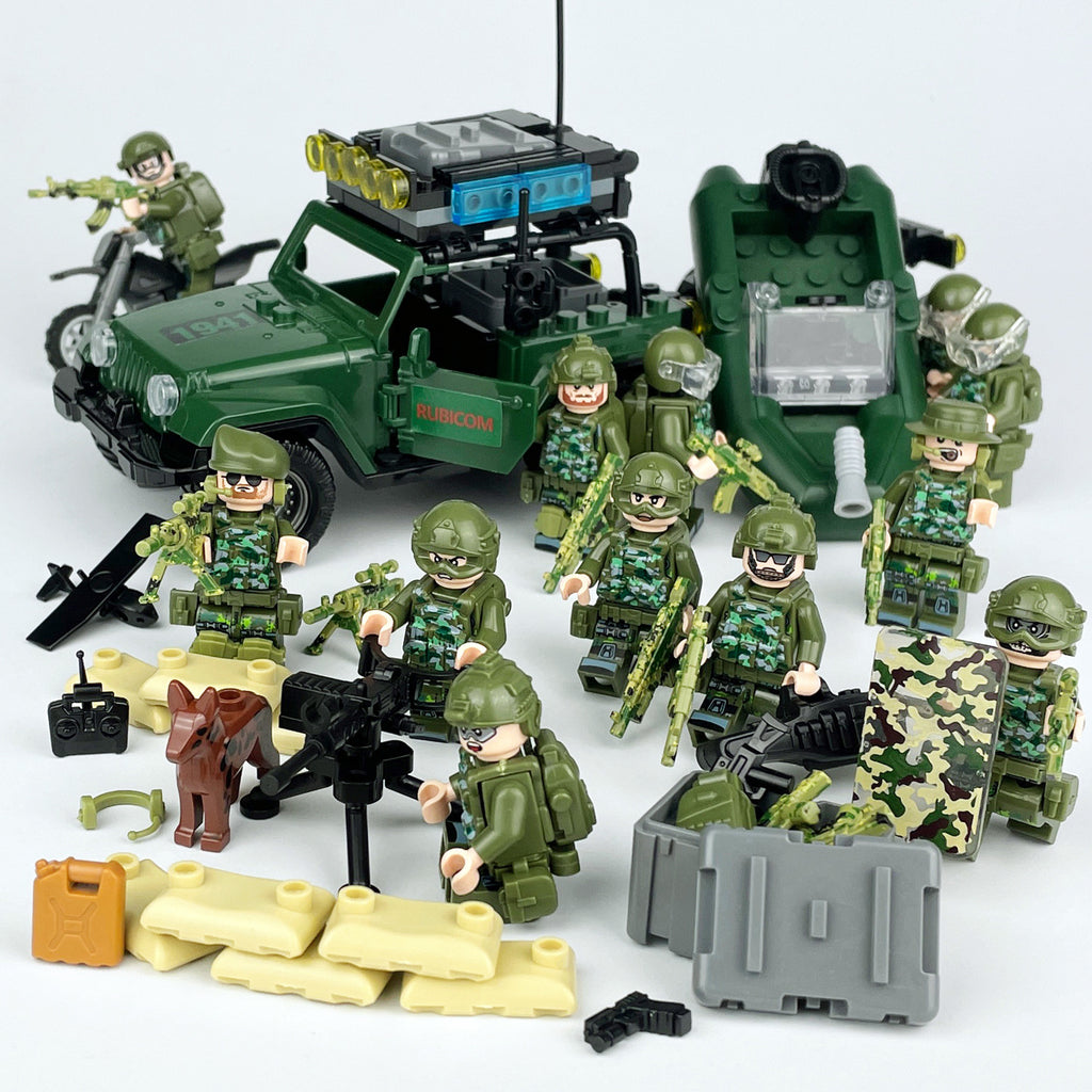 Army Jungle Special Forces 12 Custom Minifigures + Jeep - L43