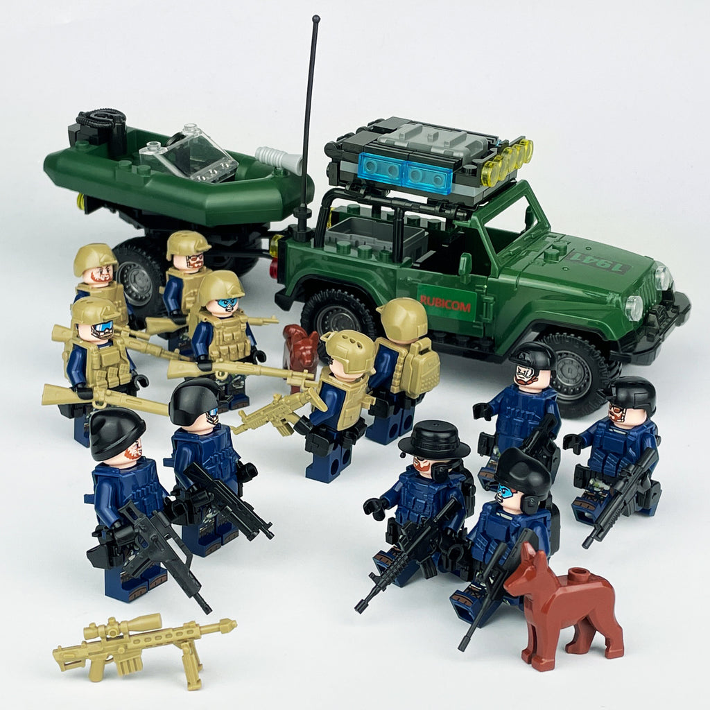Army  Special Forces 12 Custom Minifigures + Jeep - L44