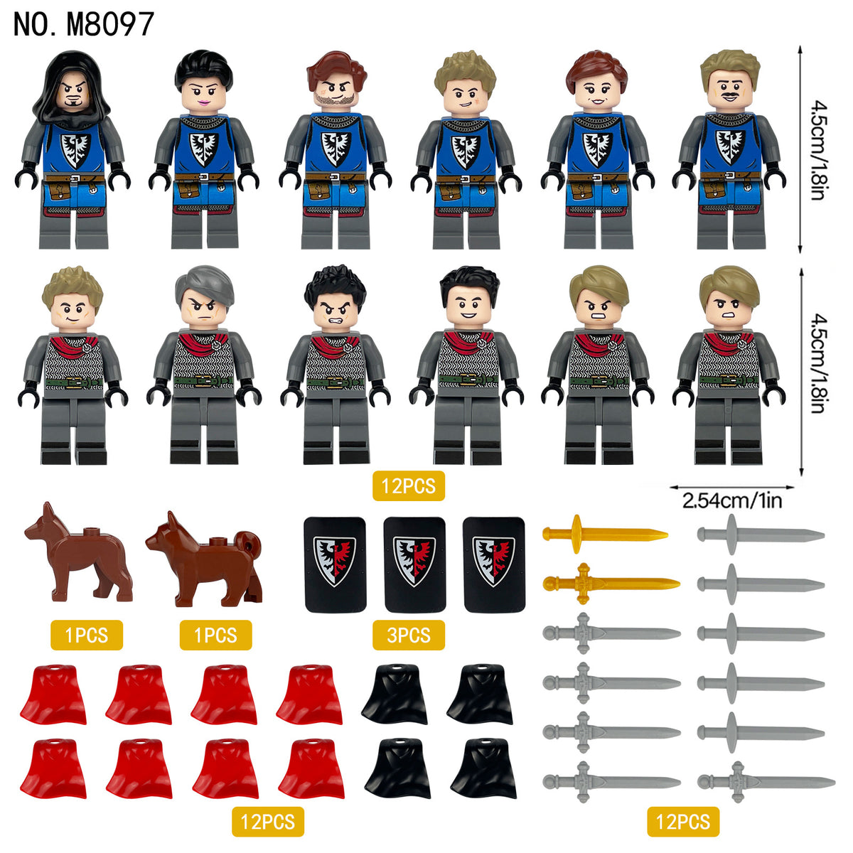 Medieval Knights and Soldiers Lot 12pcs - M8097