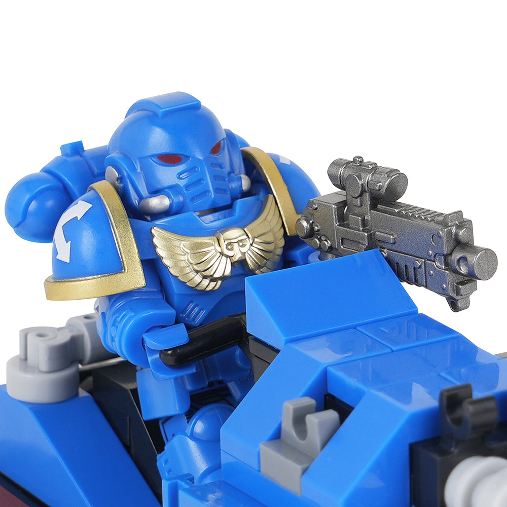 Warhammer 40K Space Marine + Blue Bike MOC Minifigure Set