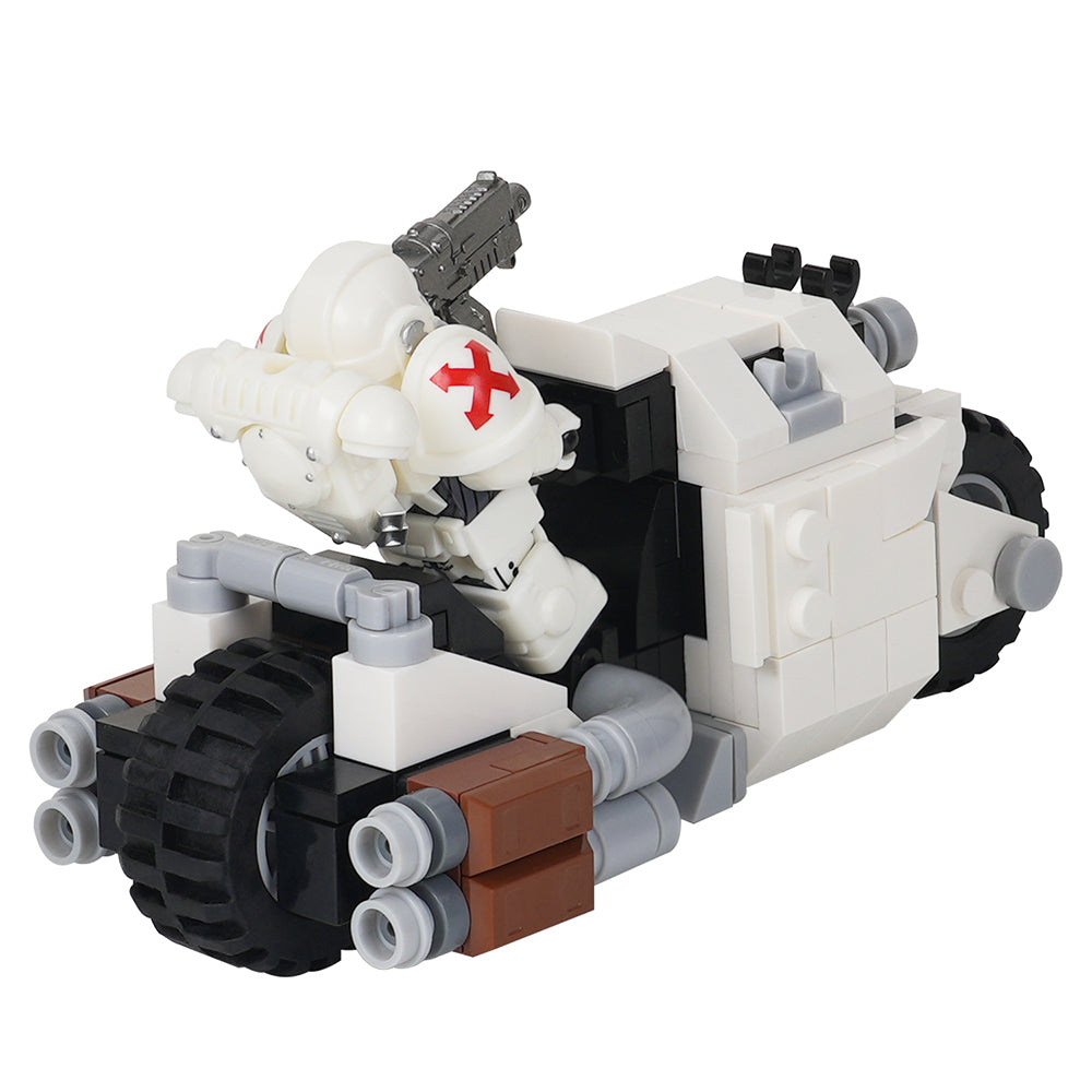Warhammer 40K Space Marine + White Bike MOC Minifigure Set
