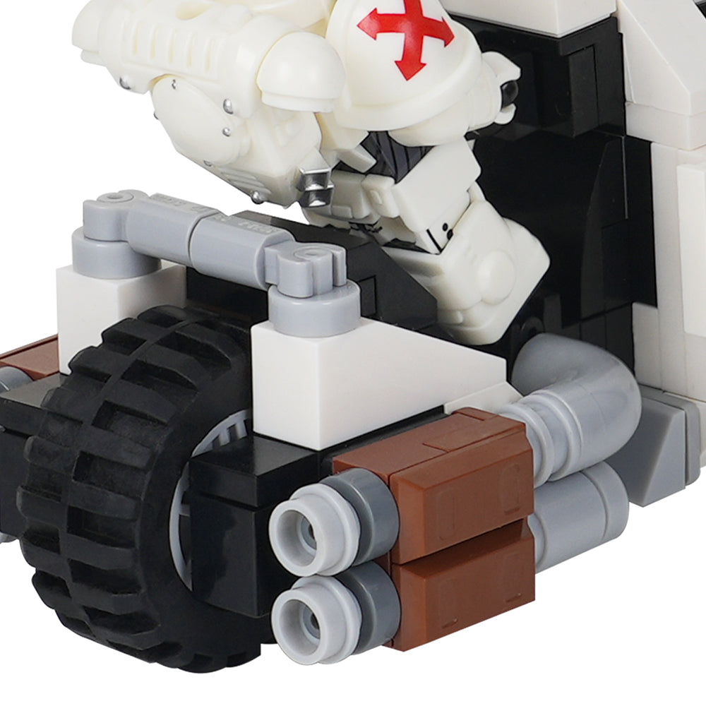 Warhammer 40K Space Marine + White Bike MOC Minifigure Set