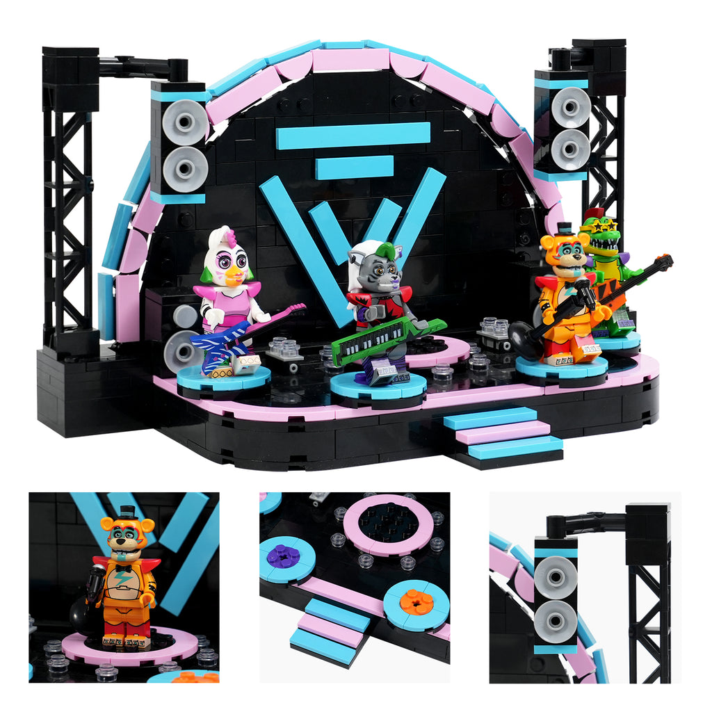 Five Nights at Freddy's Midnight Security Bear Rock Stage Custom MOC Building Set 395pcs