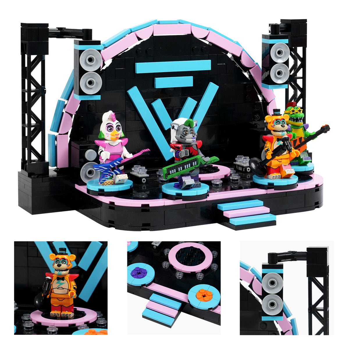 Five Nights at Freddy's Midnight Security Bear Rock Stage Custom MOC Building Set 395pcs