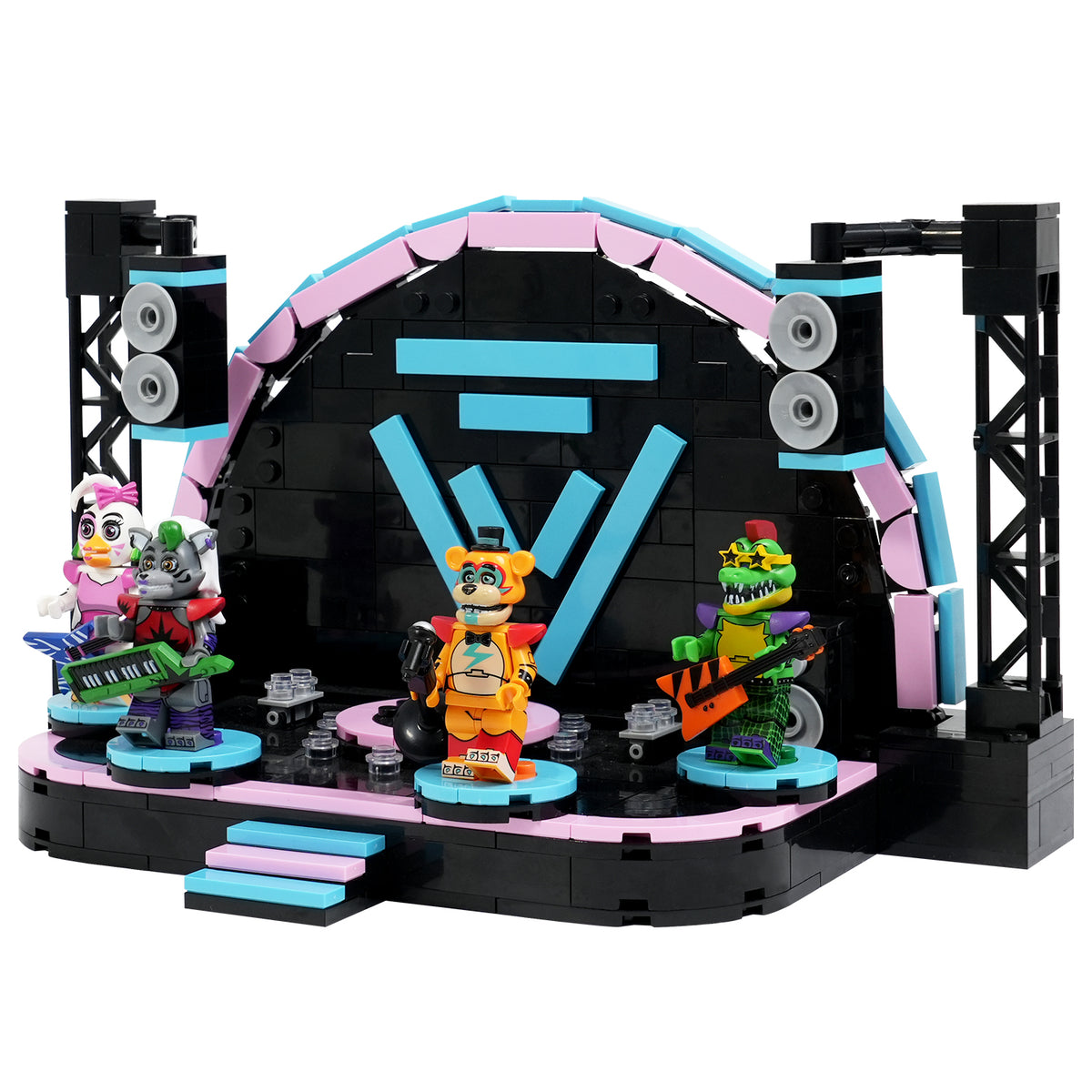 Five Nights at Freddy's Midnight Security Bear Rock Stage Custom MOC Building Set 395pcs