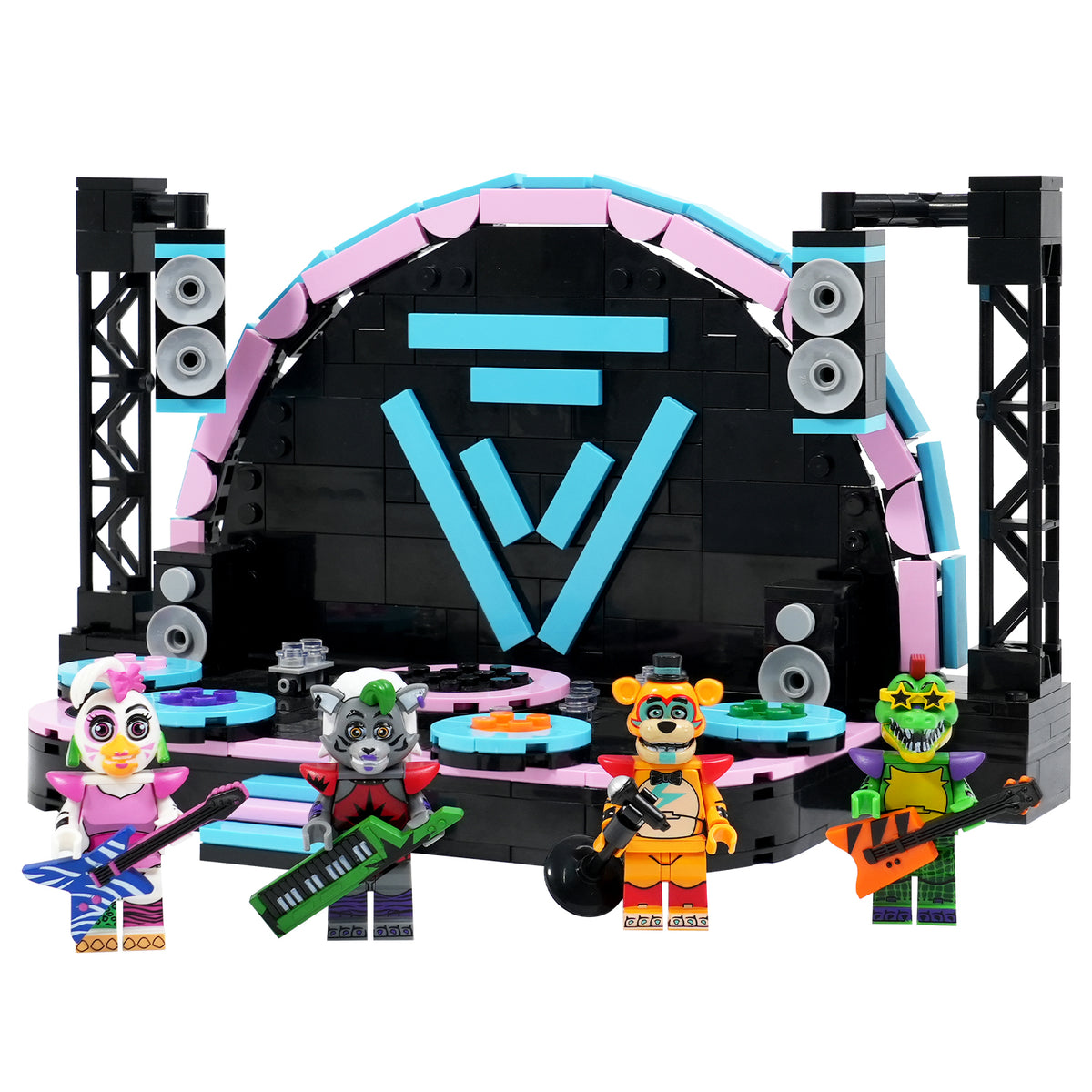 Five Nights at Freddy's Midnight Security Bear Rock Stage Custom MOC Building Set 395pcs
