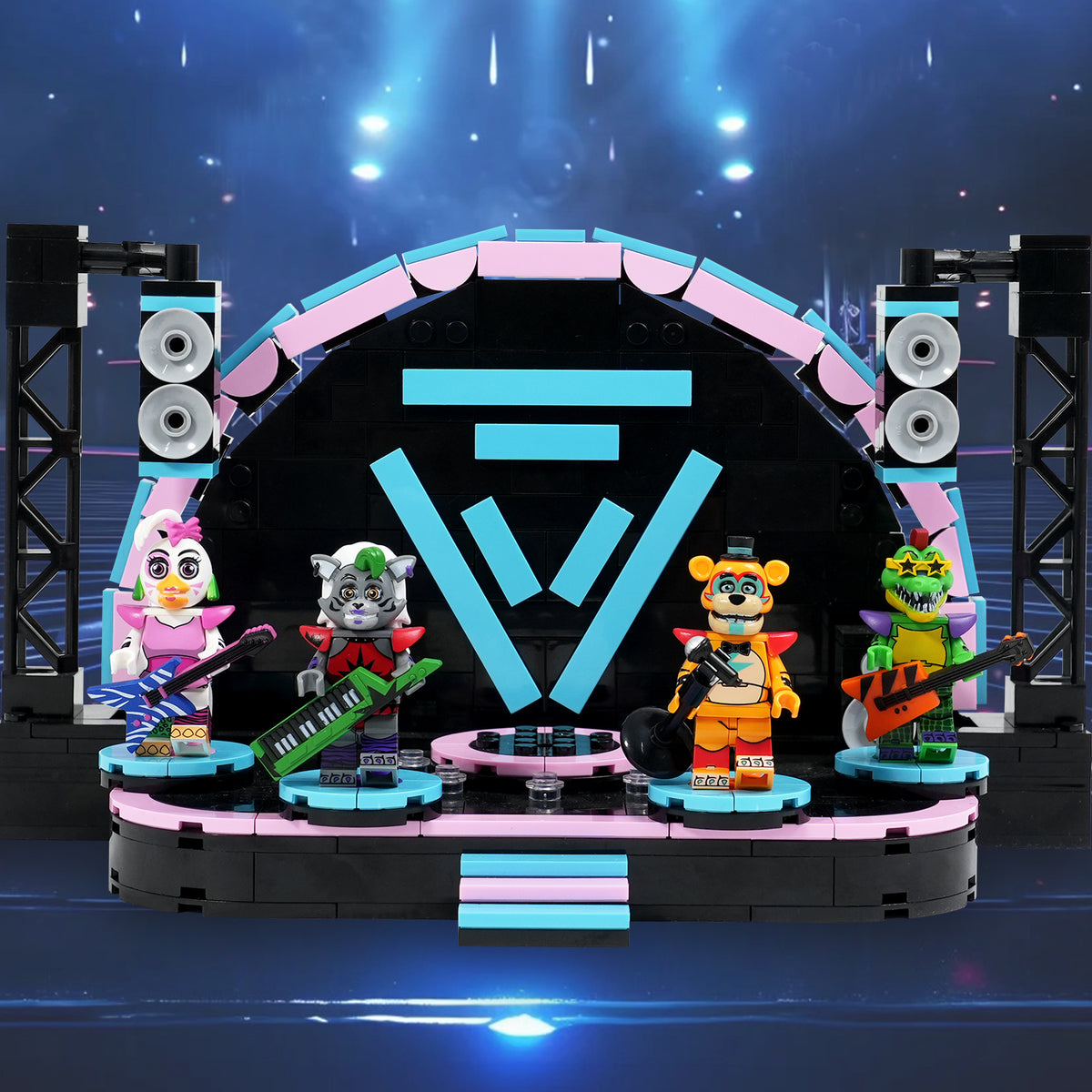 Five Nights at Freddy's Midnight Security Bear Rock Stage Custom MOC Building Set 395pcs