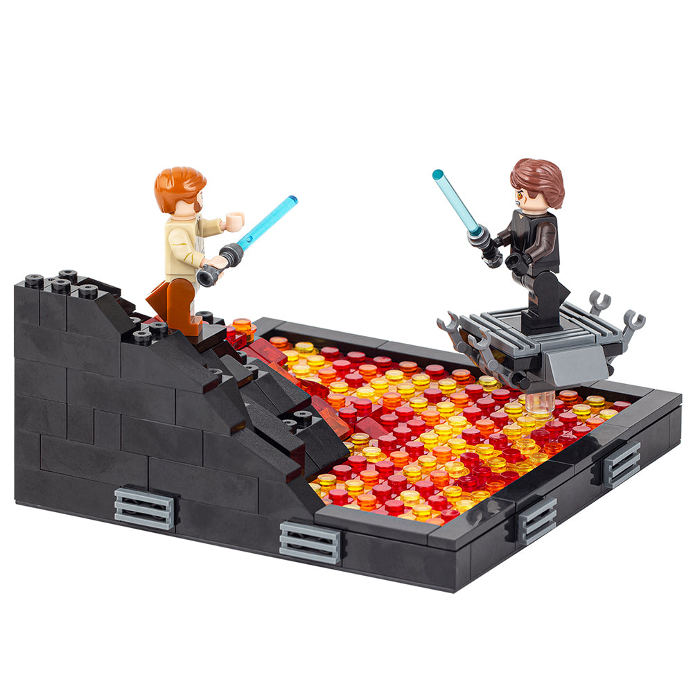 Star Wars MOC Duel on Mustafar 312 piece Building Block Set Anakin Skywalker and Obiwan Kenobi Minifigures
