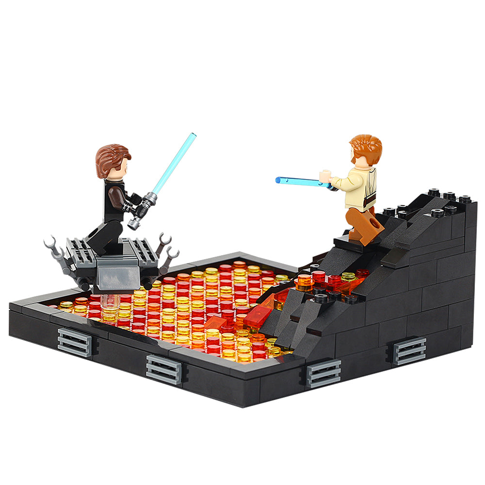 Star Wars MOC Duel on Mustafar 312 piece Building Block Set Anakin Skywalker and Obiwan Kenobi Minifigures