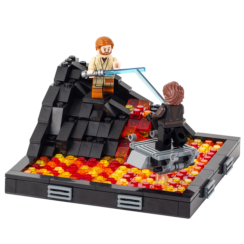 Star Wars MOC Duel on Mustafar 312 piece Building Block Set Anakin Skywalker and Obiwan Kenobi Minifigures