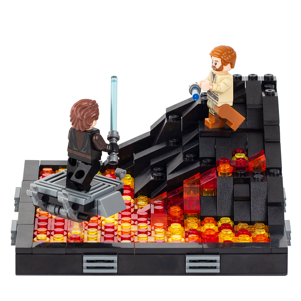 Star Wars MOC Duel on Mustafar 312 piece Building Block Set Anakin Skywalker and Obiwan Kenobi Minifigures