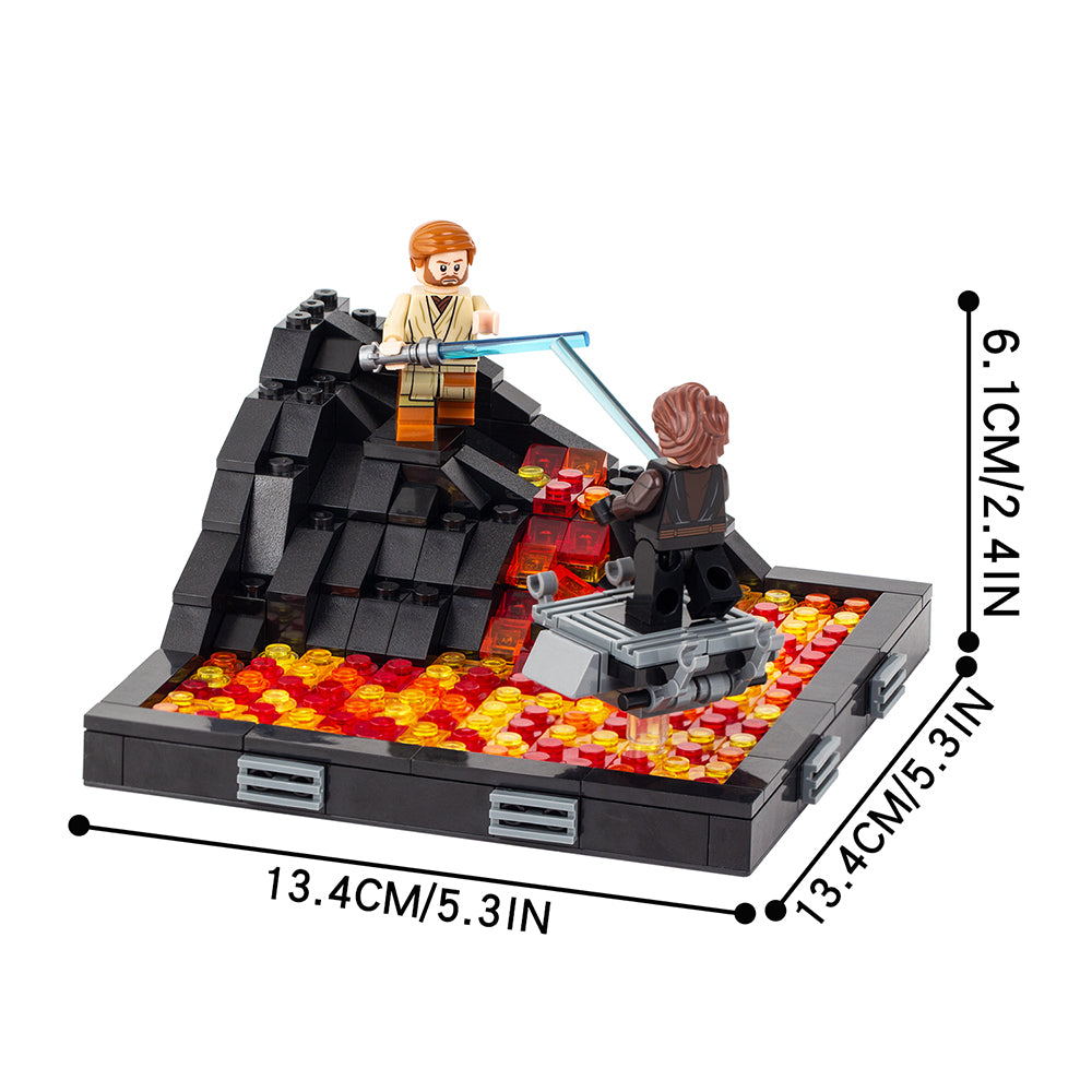 Star Wars MOC Duel on Mustafar 312 piece Building Block Set Anakin Skywalker and Obiwan Kenobi Minifigures