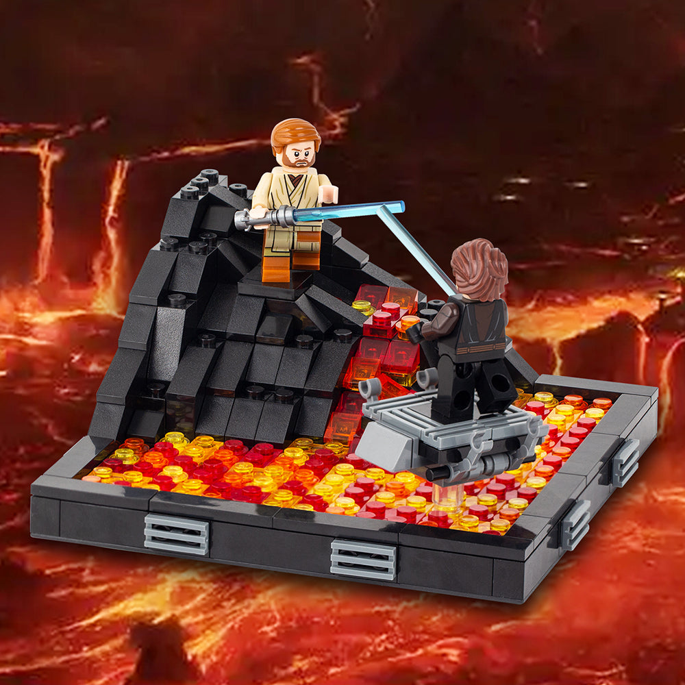 Star Wars MOC Duel on Mustafar 312 piece Building Block Set Anakin Skywalker and Obiwan Kenobi Minifigures