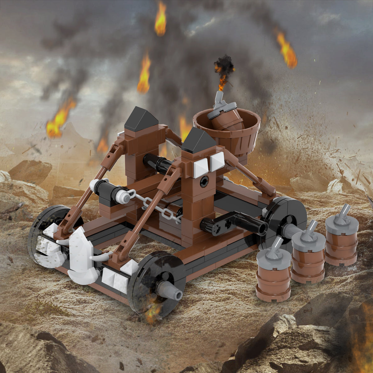 Medieval Powder Keg Catapult MOC Set 188pcs