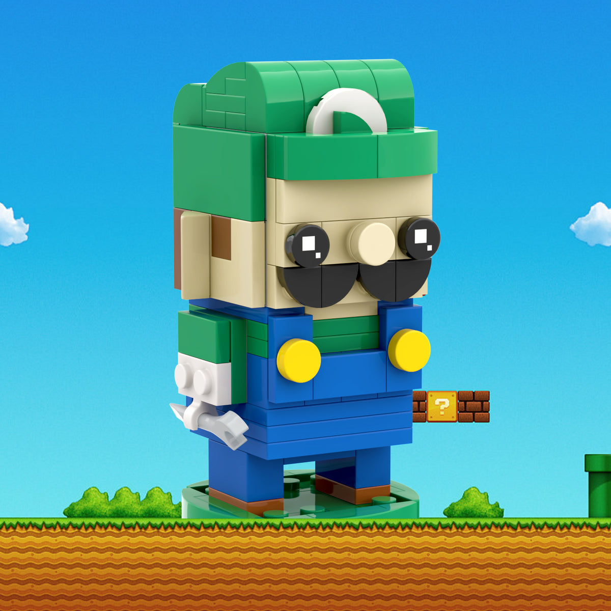 Super Mario Brickheads Luigi Custom MOC Set 136pcs