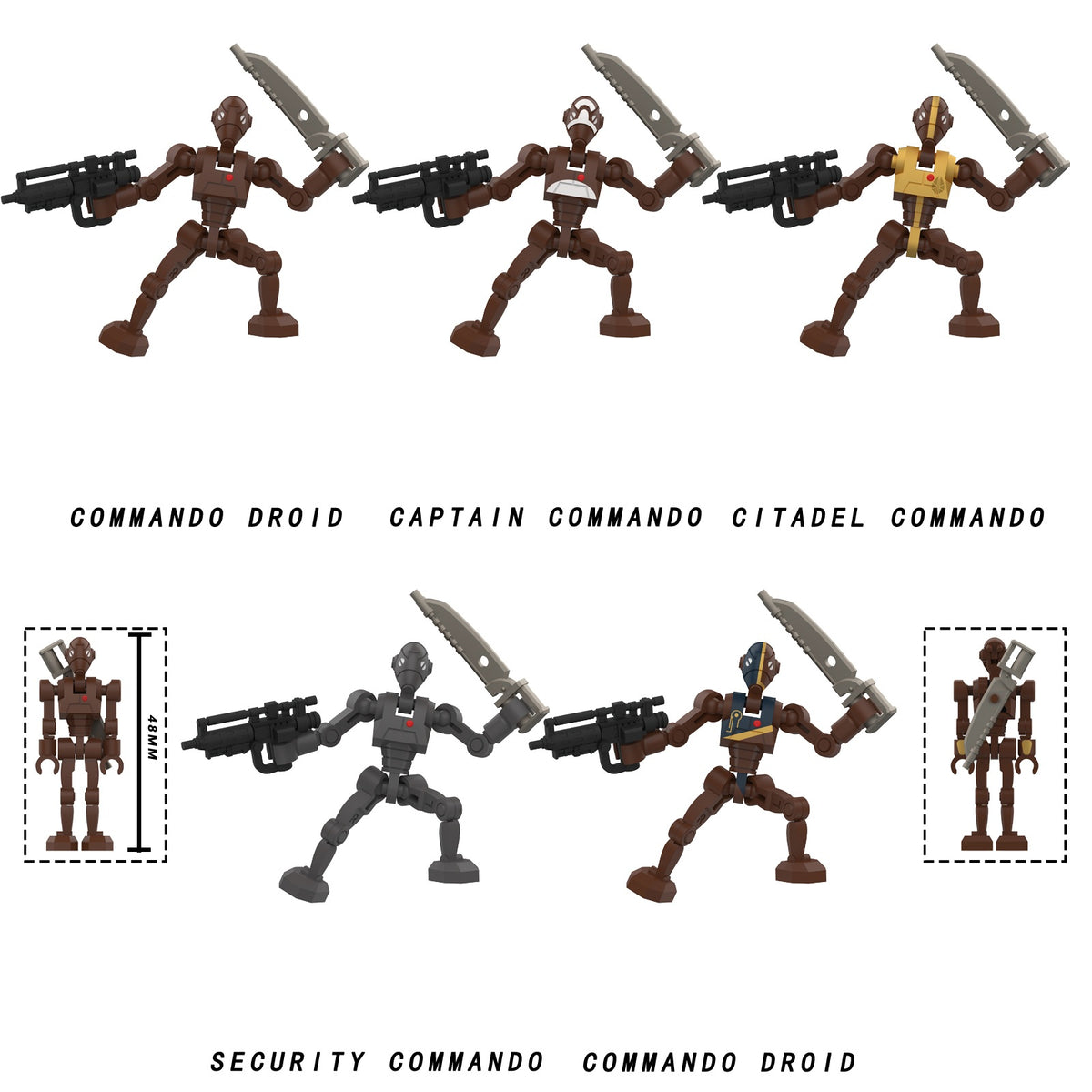 Star Wars Commando Droids with Rotating Arms and Movable Legs Custom Minifigures MY
