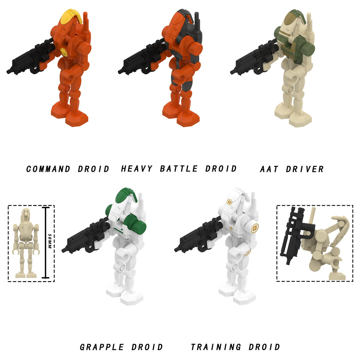 Star Wars B1 Battle Droid with Rotating Arms and Movable Legs Custom Clanker Minifigures MY 2