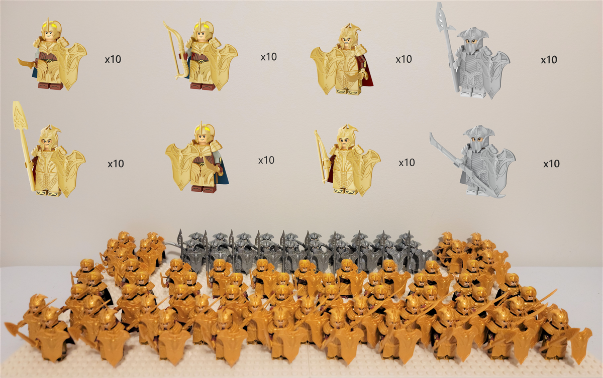 LOTR Mirkwood Elves Battalion Infantry Army 80 Minifigures Set