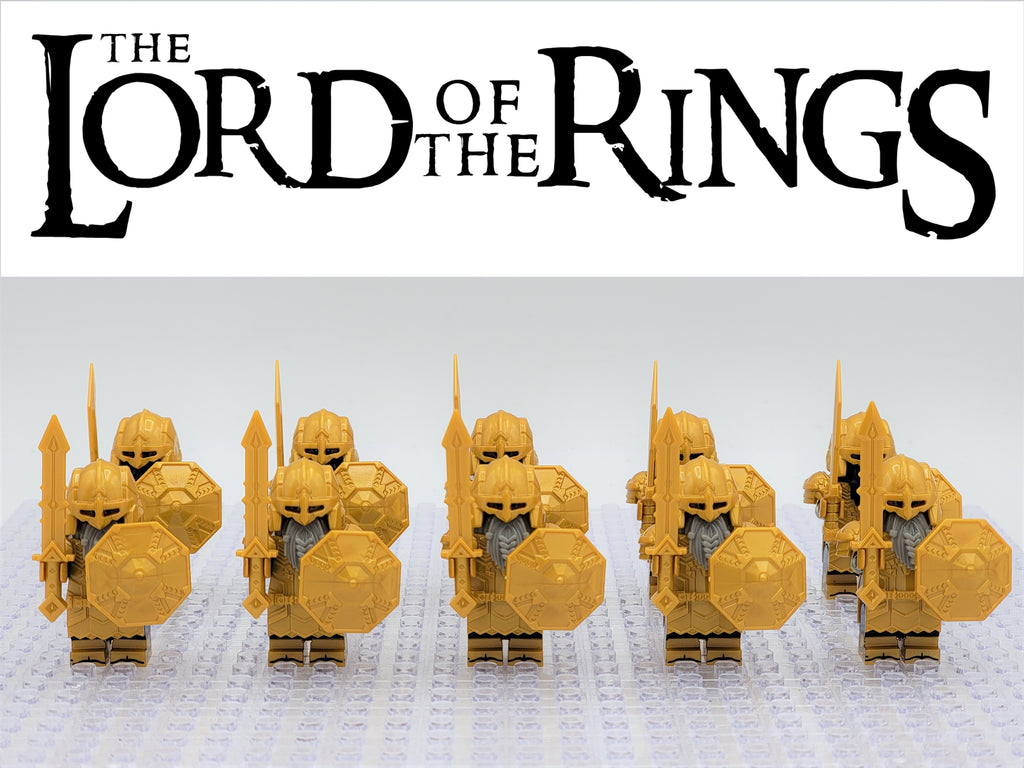 LOTR Mountain Dwarves Heavy Gold Army 10 Minifigures Set