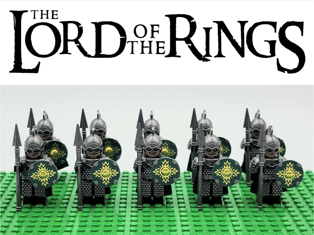 LOTR Rohan Royal Guards Heavy Short Spears Army 10 Minifigures Set