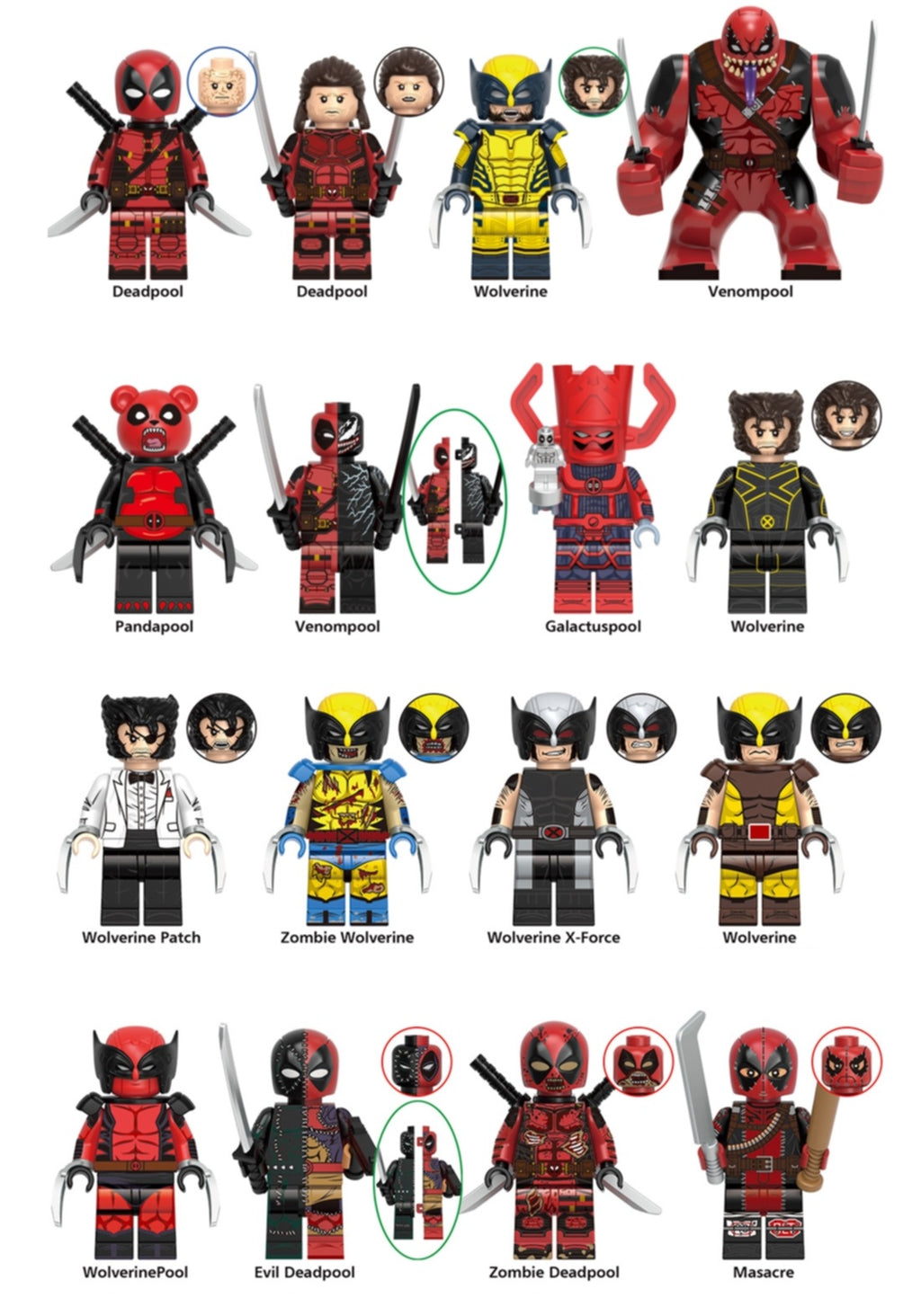 Deadpool  & Wolverine Movie Series Custom Minifigures Set XH