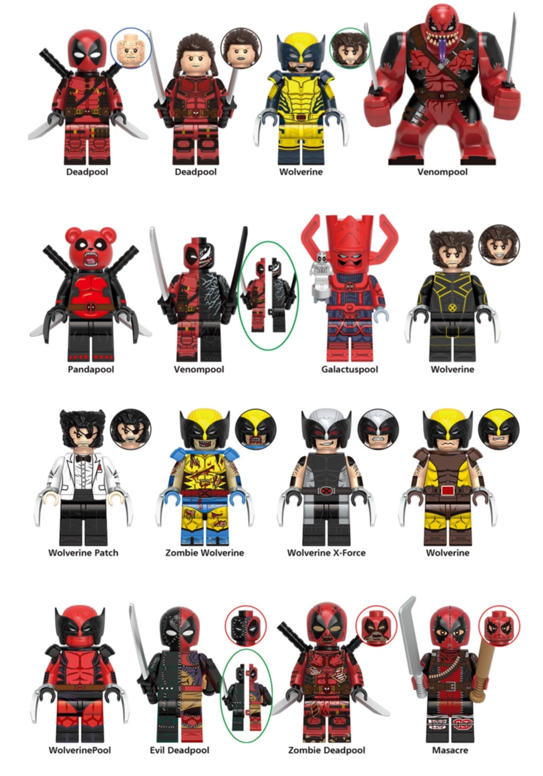 Deadpool  & Wolverine Movie Series Custom Minifigures Set XH