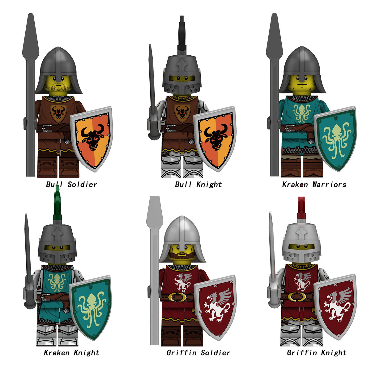 Medieval Knights Soldiers Army Custom Minifigures 2 N