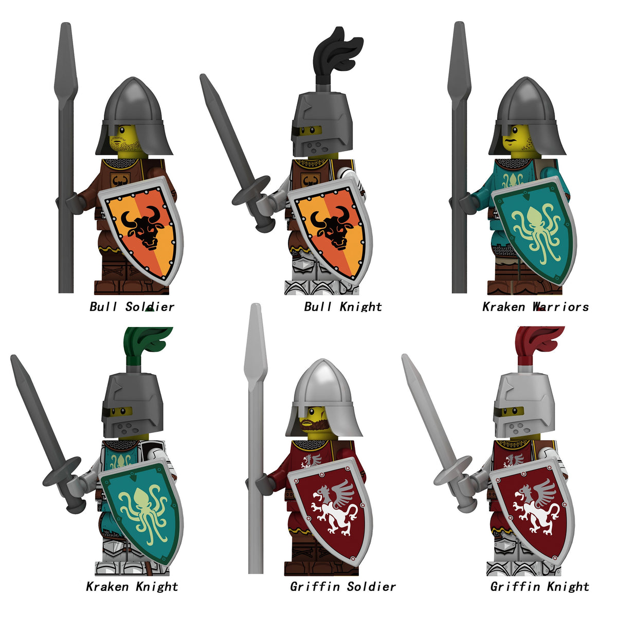 Medieval Knights Soldiers Army Custom Minifigures 2 N