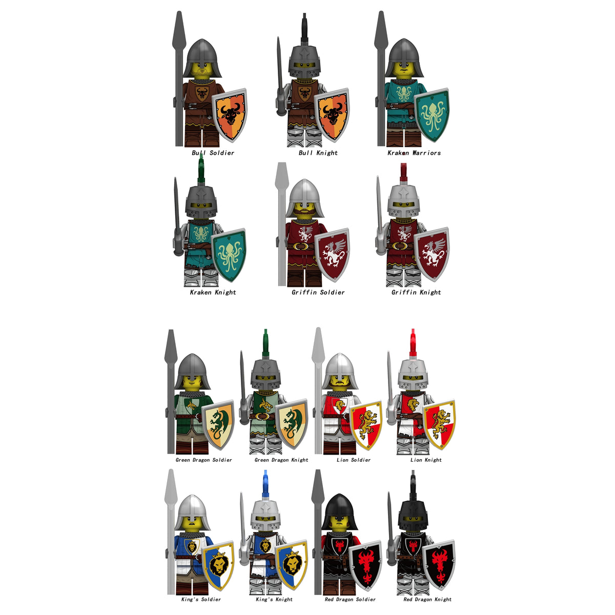 Medieval Knights Soldiers Army Custom Minifigures 2 N