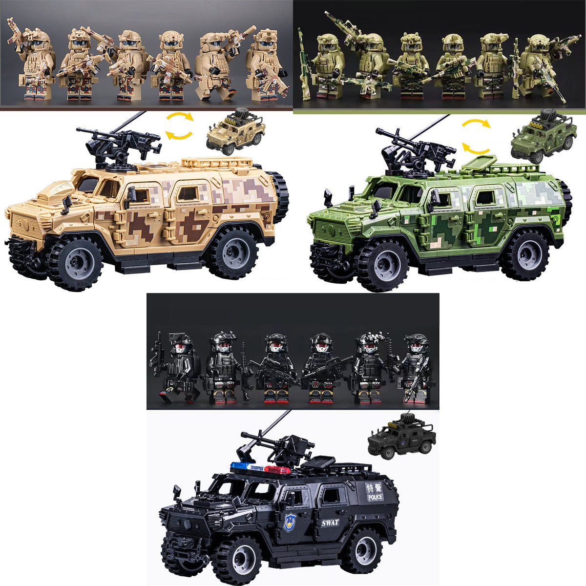 SWAT Team Special Forces 6 Custom Minifigures + Tactical Truck