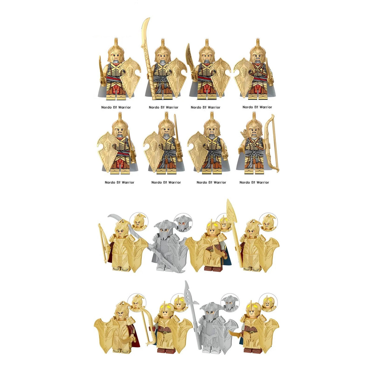 LOTR High Elves Mirkwood Elves Army Infantry Minifigures