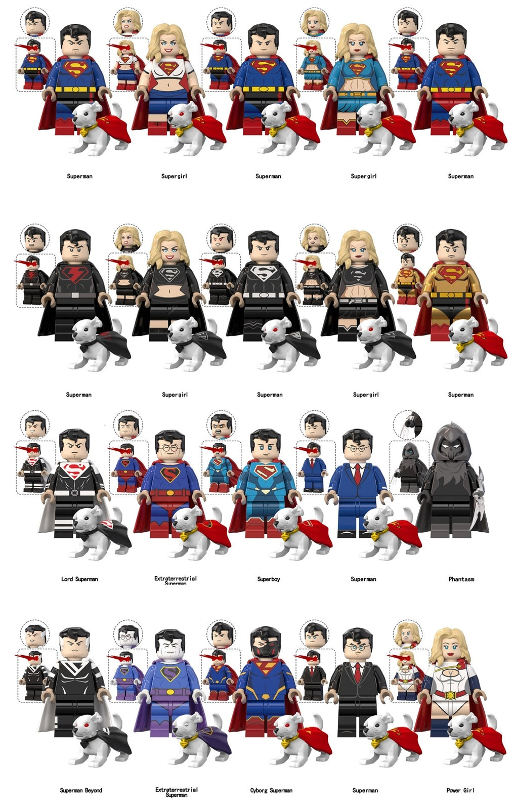 DC Superman Supergirl Custom Minifigures Assortment TV