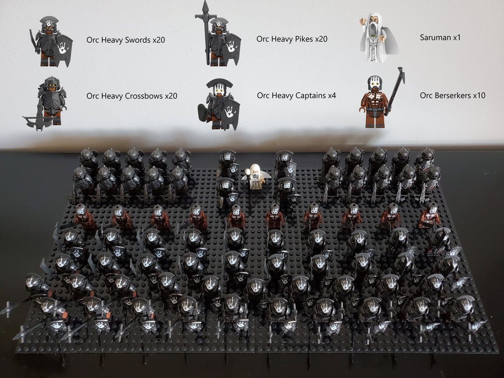 LOTR Orc Heavy Battalion Infantry Army 74 Minifigures Set
