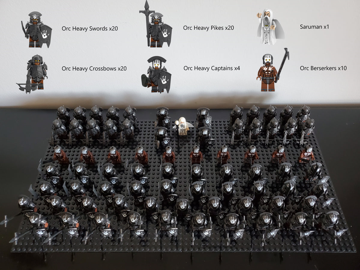 LOTR Orc Heavy Battalion Infantry Army 74 Minifigures Set