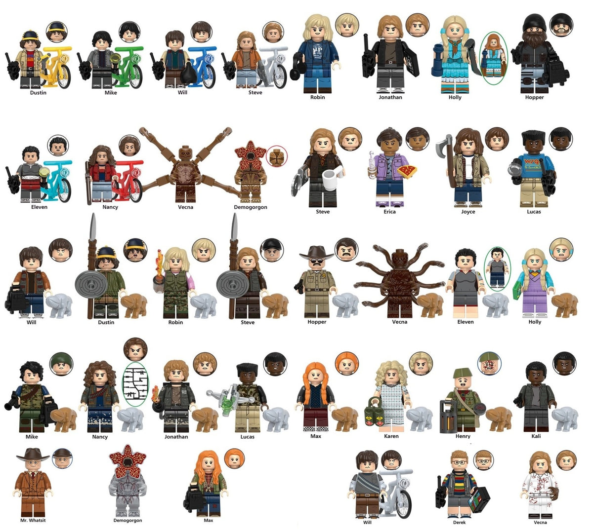 Stranger Things TV Show All Season Custom Minifigures MEGA Set 38 Figures