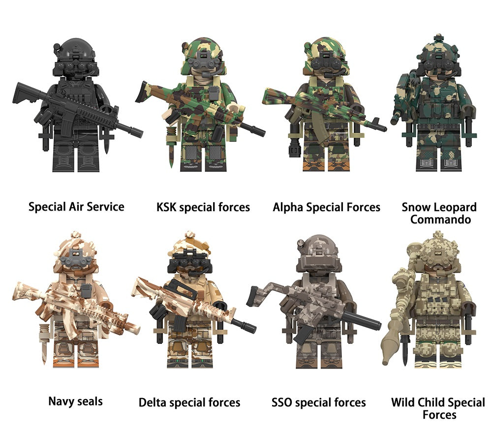 Special Forces Army Commandos Variations Custom Minifigures + Accessories