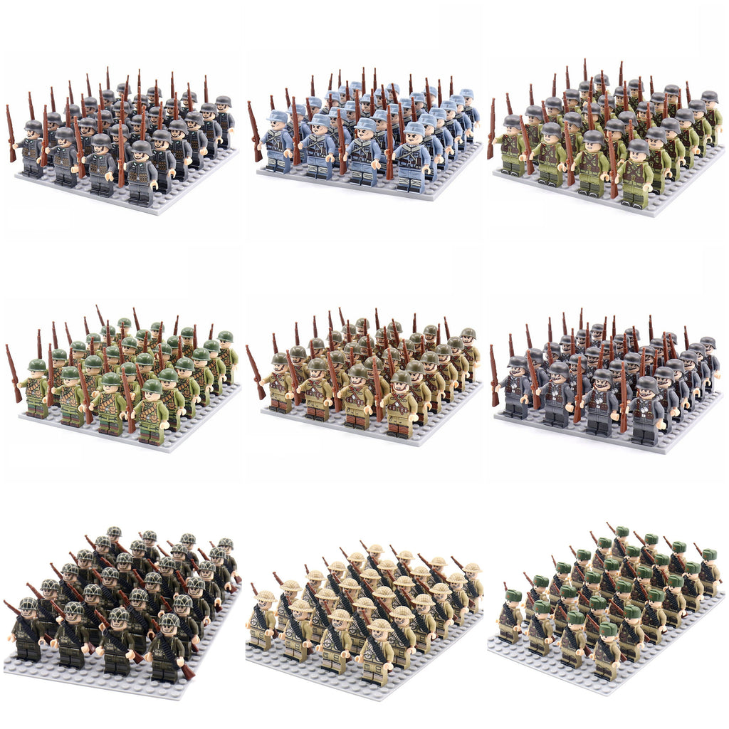 World War 2 Army Minifigures 24pcs/Lots Baseplate Not Included