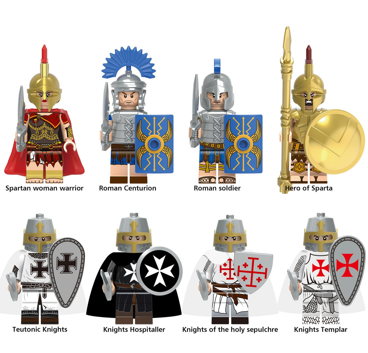 Medieval Knights Soldiers Army Custom Minifigures 4 XH