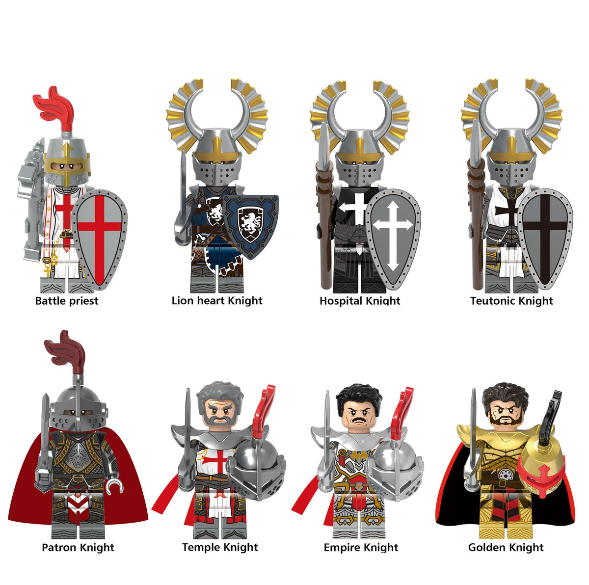 Medieval Knights Soldiers Army Custom Minifigures 6 XH