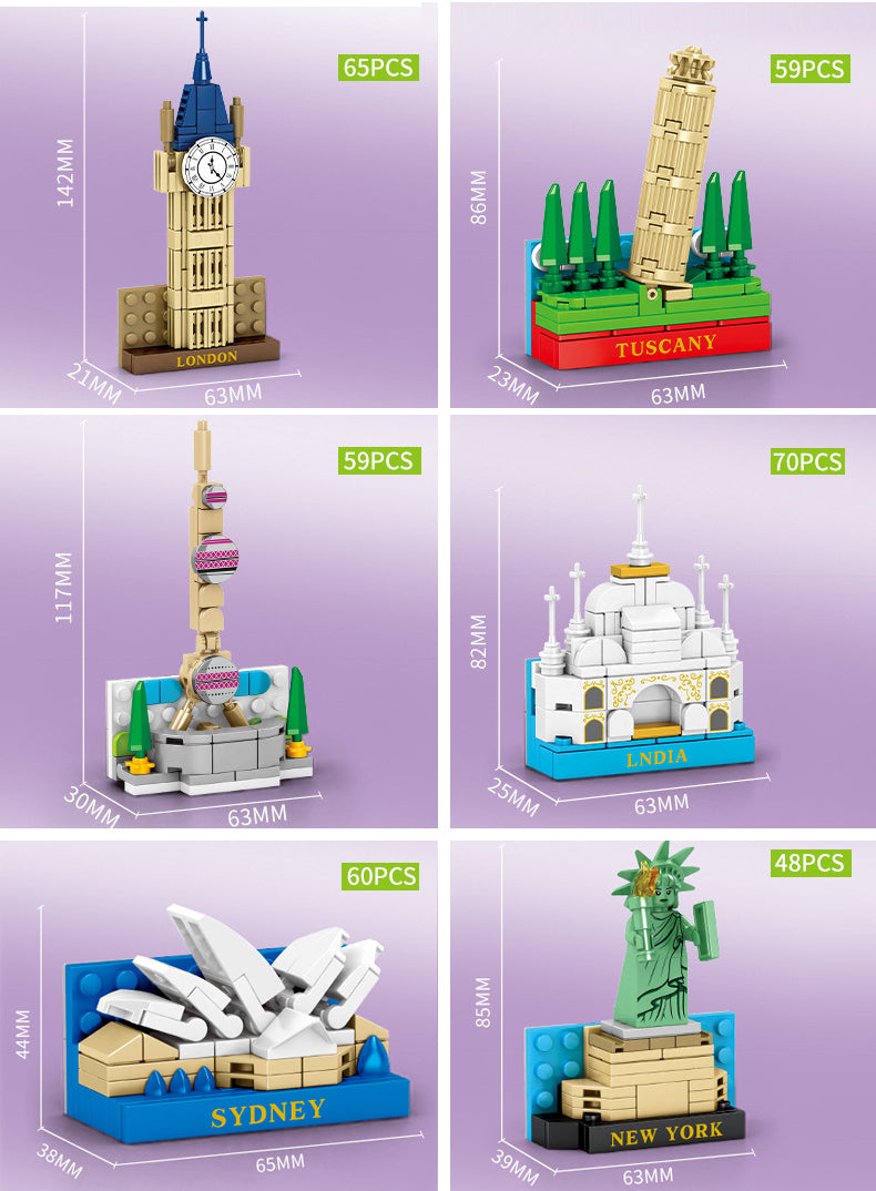 Refrigerator Magnets World Wonders Custom Building Blocks Set 361pcs