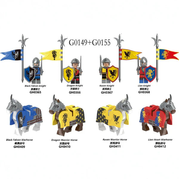 Medieval Mounted Knights Soldiers Army Custom Minifigures XH