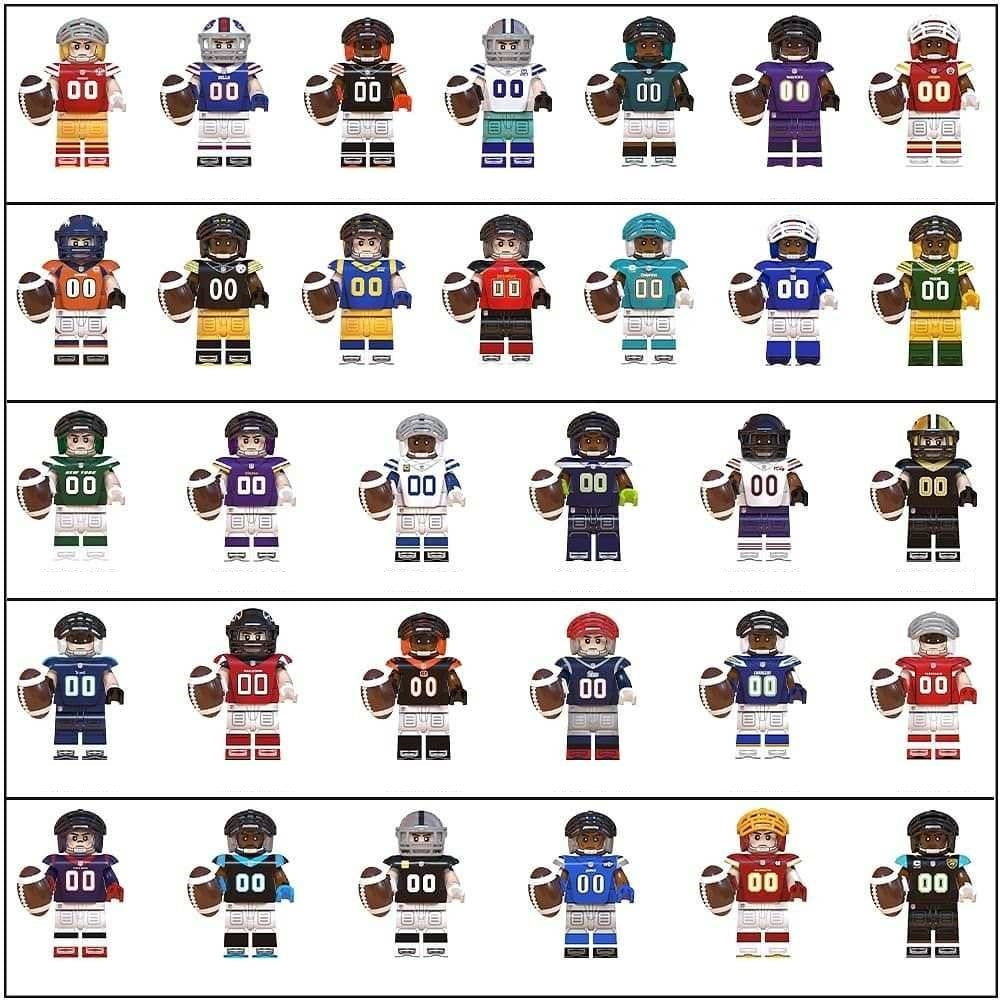 NFL Football All Teams Complete Assortment Custom Figures Set 32pcs (Display Stand Sold Separately)